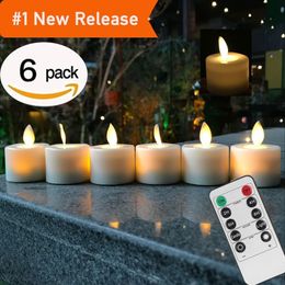 Remote Control LED Candles Pack Of 6 Warm White Led Flameless Candles Battery Operated Dancing Flame Household Tea Light Y200109