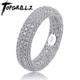 Best Quality 925 Sterling Silver Stamp Ring Full Iced Out Cubic Zirconia Mens Women Engagement Rings Charm Jewelry For Gifts Y200620