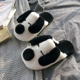 Winter House Fur Slippers Warm Cotton Shoes Cute Lovely Cartoon Dog Indoor Bedroom Women Men Ladies Lovers Couple Furry Slippers Y201026