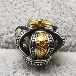 Authentic Pandora Two-tone Regal Crown Charm fit European style loose beads for bracelet making DIY Jewelry 799340C00