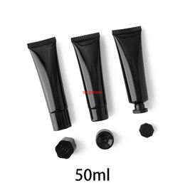 Empty 50ml Black Cosmetic Squeeze Tube 50g Makeup Lotion Container Skin Care Cream Packaging Plastic Bottle Free Shippinggood qualtity