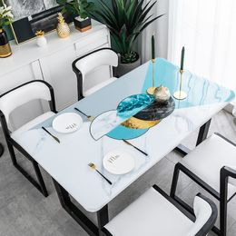 High-end odorless PVC Imitation marble tablecloths waterproof Heat-resistant dining table mat parety table decoration cover T200708