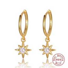Hoop Huggie 925 sterling silver Jewellery designer earrings Minimalist Octagonal Star Studded