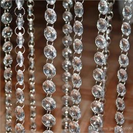 10 Metre Clear Acrylic Crystal Octagonal Bead Curtain Party Decoration Garland Strands Wedding and Christmas Tree Hanging Ornament