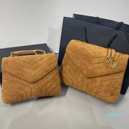 2022 Leather Messenger Bag Suede Handbag Envelope Style Shoulder Bags Fashion Letter Golden Chain Flap Crossbody Purse Handbags Lady Totes