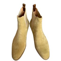 Customised Paris designer catwalk fashion suede boots slip on wedge luxury beige Colour genuine leather wedding dress leisure shoes