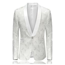 Blazer Slim Fit Masculino Abiti Uomo Botton Wedding Prom Blazers Single button White For Men Stylish Suit Jacket 4XL EM061 Y200107