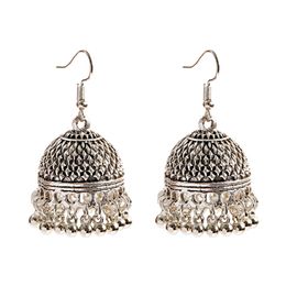 Boho Small Bell Tassel Drop Earrings For Women Vintage Ethnic Carved Exaggerated Dangle Earrings Indian Gypsy Jewellery