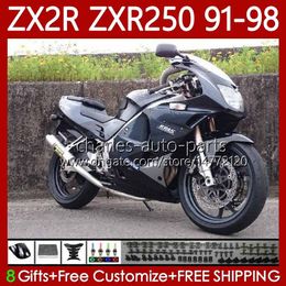 Body For KAWASAKI NINJA ZX2R ZXR250 ZX 2R 2 R R250 ZXR 250 89-98 85No.11 ZX-2R ZXR-250 91 92 93 94 95 96 97 98 Gloss black ZX-R250 1991 1992 1993 1994 1995 1996 1997 1998 Fairing