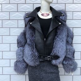 Fashion Real Fox Fur Coats With Genuine Sheepskin Wholeskin Natural Jacket Vest Outwear Luxury Women Winter New 201103