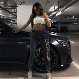 Simenual Casual Workout Sporty Women Sweatpants High Waist Letter Print Fashion Trousers Autumn Winter Streetwear Pants T200516