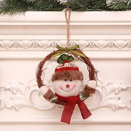 Christmas Decorations Cute Santa Claus Wreath Decoration Mini Snowman Garland Xmas Party Supplies Hanging Ornament Home Decoration1