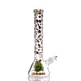 Hookahs Mushroom printed Beaker Bong 7mm GlassBong 14" with logo bongs strong and heavy water pipe for herb