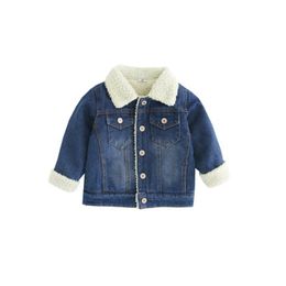 Toddler Çocuklar Denim Ceket Kış Bebek Sıcak Uzun Kollu Kalınlaşmak Denim Ceket Sonbahar Bebek Kız Kot Bebek Giyim Giyim F1205