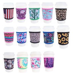 2022 new Neoprene Heat Resistant 4mm Thick Insulated Reusable Hot Coffee Cup Sleeves for Coffees and Tea 12oz-24oz Cups