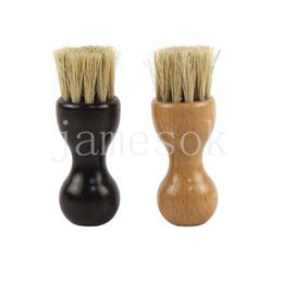 Natural Bristle Shoe Brush Pig Hair Gourd Wood Handle Boot Shoeshine Leather Polishing Household Cleaning DE181
