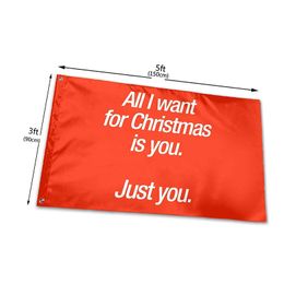 Merry Christmas Flag 3 X 5 FT All I Want for Christmas is You Flags Funny for Indoor Outdoor Home Christmas Decorations Banner