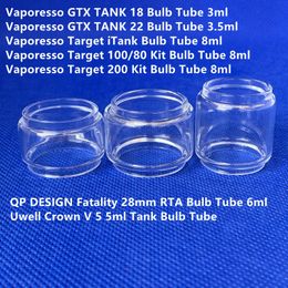 Crown 5 bag GTX Target iTank 100/80 200 Kit 18 22 Fatality 28mm Bulb Glass Tube Bubble 3ml 5ml 6ml