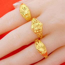 Classic Traditional Ring Women Lady Wedding Jewellery 18k Yellow Gold Filled Simple Style Bride Accessories Gift