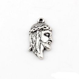 Alloy Jesus Charm Pendants For Jewelry Making, Earrings, Necklace And Bracelet 10.8x20mm Antique Silver 100Pcs A-490