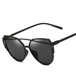 newest cat eye mirror sunglasses women twinbeams stylish lady flat plane uv400