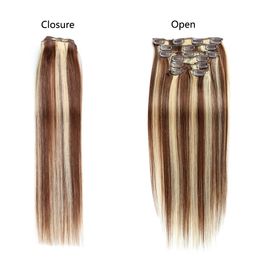 Malaysian Clip In Hair Extensions 4/613 Colour Clip On 70g Human Virgin Hair Wefts 14-24inch 100g
