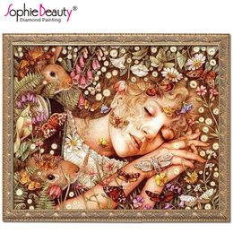 Full square diamond embroidery Sleeping Beauty 5d diamond mosaic cross stitch picture of rhinestones wall deocraiton gift 201112