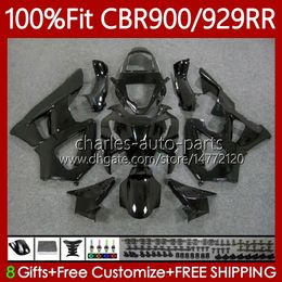 Injection Mould Body For HONDA 900CC 929CC CBR900 CBR929 RR 00-01 Bodywork 68No.69 Glossy black CBR929RR CBR 929RR 900RR 900 929 RR CC 00 01 CBR900RR 2000 2001 Fairings