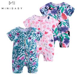 Summer newborn-36M fashion boy and girl romper infant jumpsuit printed flower short-sleeved jumpsuit cotton Brand Baby clothes G220223