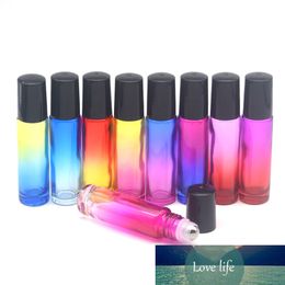 100pcs 10ml Gradient Colourful Roller On Glass Bottle Empty Fragrance Perfume Essential Oil liquid 10cc Roll Bottle
