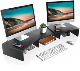 3 Shelf Monitor Stand Riser, Multifunctional Desktop Organizer, Length and Angle Adjustable Black DT108001WB