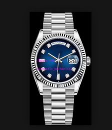 Unisex Watches 36mm President 118348 118235 128239 Stainless Steel Diamond Blue Dial Asian 2813 Automatic New Version