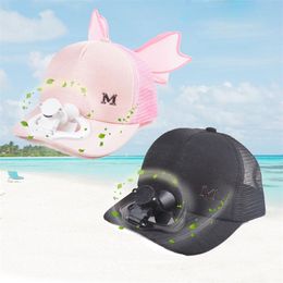 Summer Fan Cooling Baseball Cap USB Charging Breathable Shade Sunscreen Hat para hombre czapka z daszkiem gorras Y200714