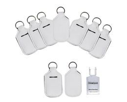 Neoprene Keychain for Party Favor 30ml Hand Sanitizer Mini Bottle Cover White Color Rectangle Shape Chapstick Holder