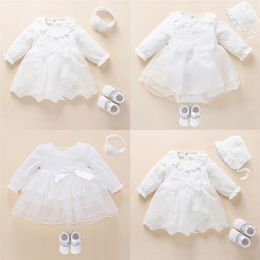 Newborn Baby Girl Dress&Clothes Baptism Dress White Christening Dress For Baby Girl Lace Vestido Bebe Robe Bapteme 3 6 9 Months LJ201221
