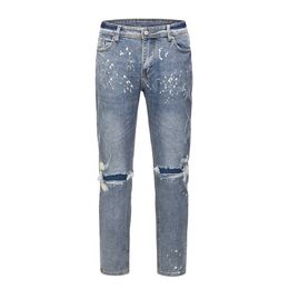 High Street Hole Jeans Mens Lavado Destruir Destruir Oversize Calças Lápis Casuais Retro Straight Solto Denim Calças
