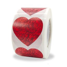 500pcs roll 1.5inch Valentine's Day Love Red Heart Adhesive Stickers Wedding Birthday Decor Labels Party Supplies