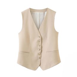 Women's Vest Single-Breasted Work Wear Slim Short Veste Femme New Autumn Waistcoat Office Lady Sleeveless Jacket 201214