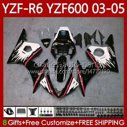 Motorcycle Fairings For YAMAHA YZF-R6 YZF600 YZF R 6 600 CC YZFR6 03 04 05 Bodywork 95No.125 YZF R6 600CC 2003 2004 2005 Cowling YZF-600 03-05 New red blk OEM Body Kit