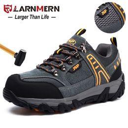 LARNMERN Mens Work Shoes Steel Toe Safety Breathable Comfortable Anti-smashing Anti-puncture Non-slip Reflect Outdoor Sneaker Y200915
