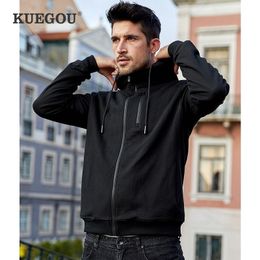 KUEGOU Cotton winter autumn men hoodies tide male leisure cardigan coat Streetwear Men Sweatshirts Zipper plus size ZW-4997 201114