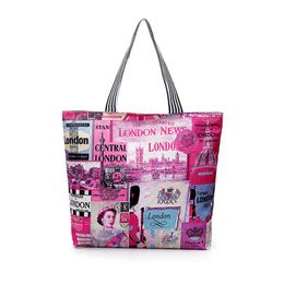 Korean Fashion Canvas Print Handbag Shoulder Bag Large Capacity Shopping Beautiful Bag Eco Friendly Reusable