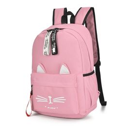 2020 Cute Cartoon Cat Ears School Bags For Teenage Girls Nylon Backpack Schoolbag Women Famale Student Bookbag Mochila Escolar LJ201225
