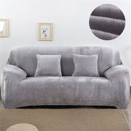 Plush fabirc Sofa cover 1/2/3/4 seater thick Slipcover couch sofacovers stretch elastic cheap sofa covers Towel wrap covering 201222