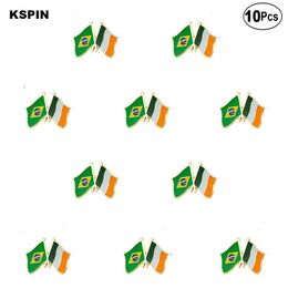 Brazil & Ireland Flag Lapel Pin Flag badge Brooch Pins Badges 10Pcs a Lot