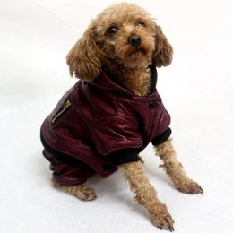 New Design Leather Pet Dog Clothes Winter Detachable Two -Piece Set Dog Coat Jacket Warm Four Legs Hoodie Dog Apparel Pet Clothing193S