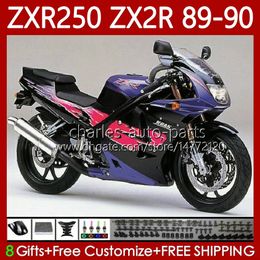 Motorcycle Fairings For KAWASAKI NINJA ZX2R ZXR250 ZX 2R 2 R R250 ZXR 250 89 90 Bodywork 84No.70 ZX2 R ZX-2R ZXR-250 1989 1990 ZX-R250 89-98 Full Body Kit Black purple