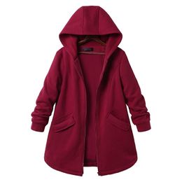 Women's Coats Plus Size Long Sleeve Casual Pure Colour Hooded Pockets Outweat women's jackets spring autumn korean style LJ200813