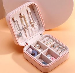 PU Jewellery Box Monolayer Jewel Case Ear Studs Zipper Storage Box Ornaments Jewellery Ring Boxes Storage Bins GGA3826