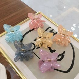 Summer Small Transparent Butterfly Hair Claws Hairpin Cute Transparent Grabs Acrylic Hair Clip For Women Sweet Accessories